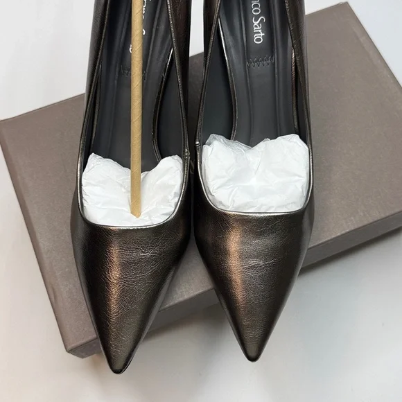 Franco Sarto Giovanna Pump- Pewter Metallic Faux Leather- Size 8.5M